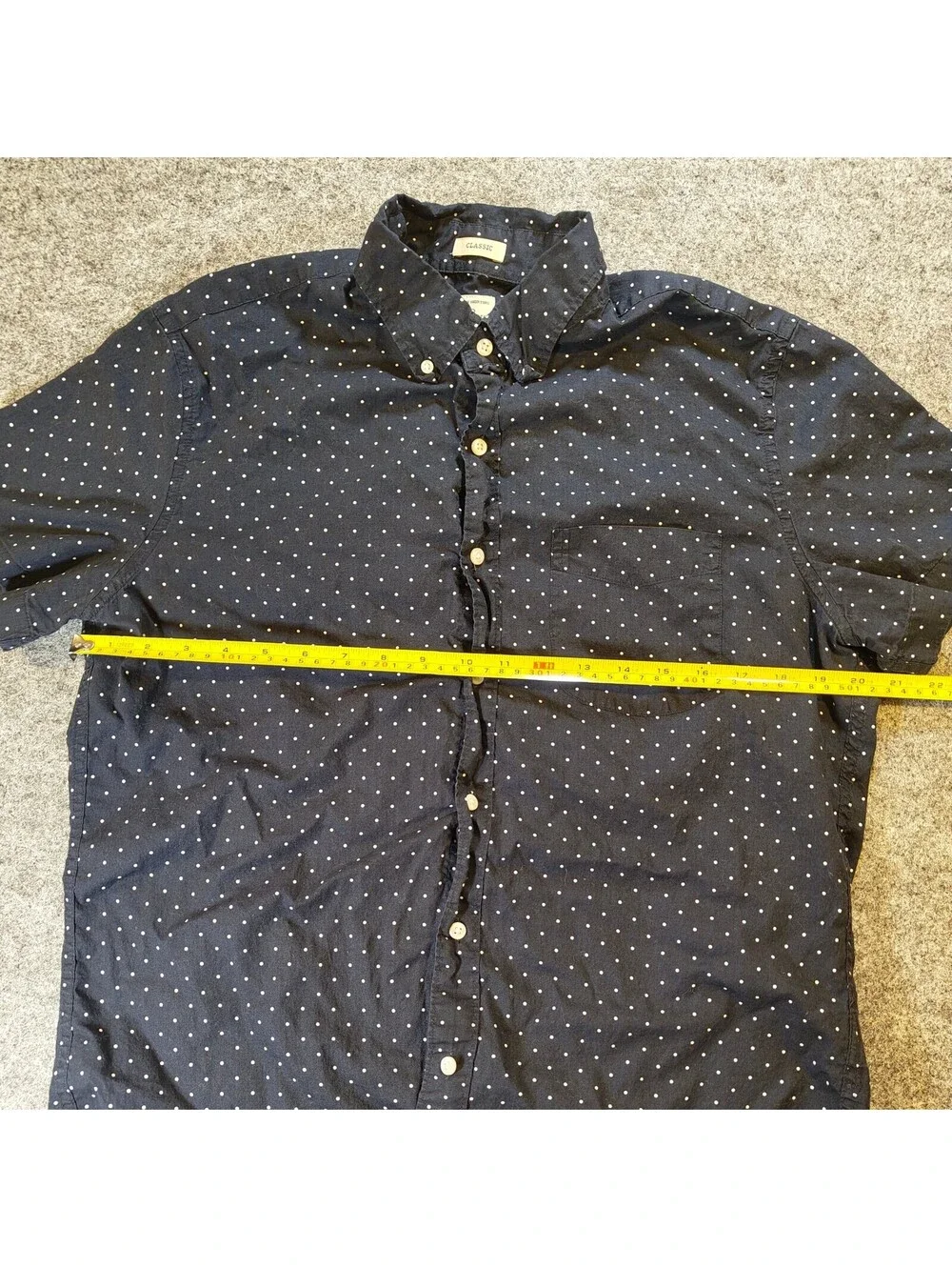 J.Crew Men’s Medium Navy Polka Dot Button Up Shirt 100% Cotton Classic Fit